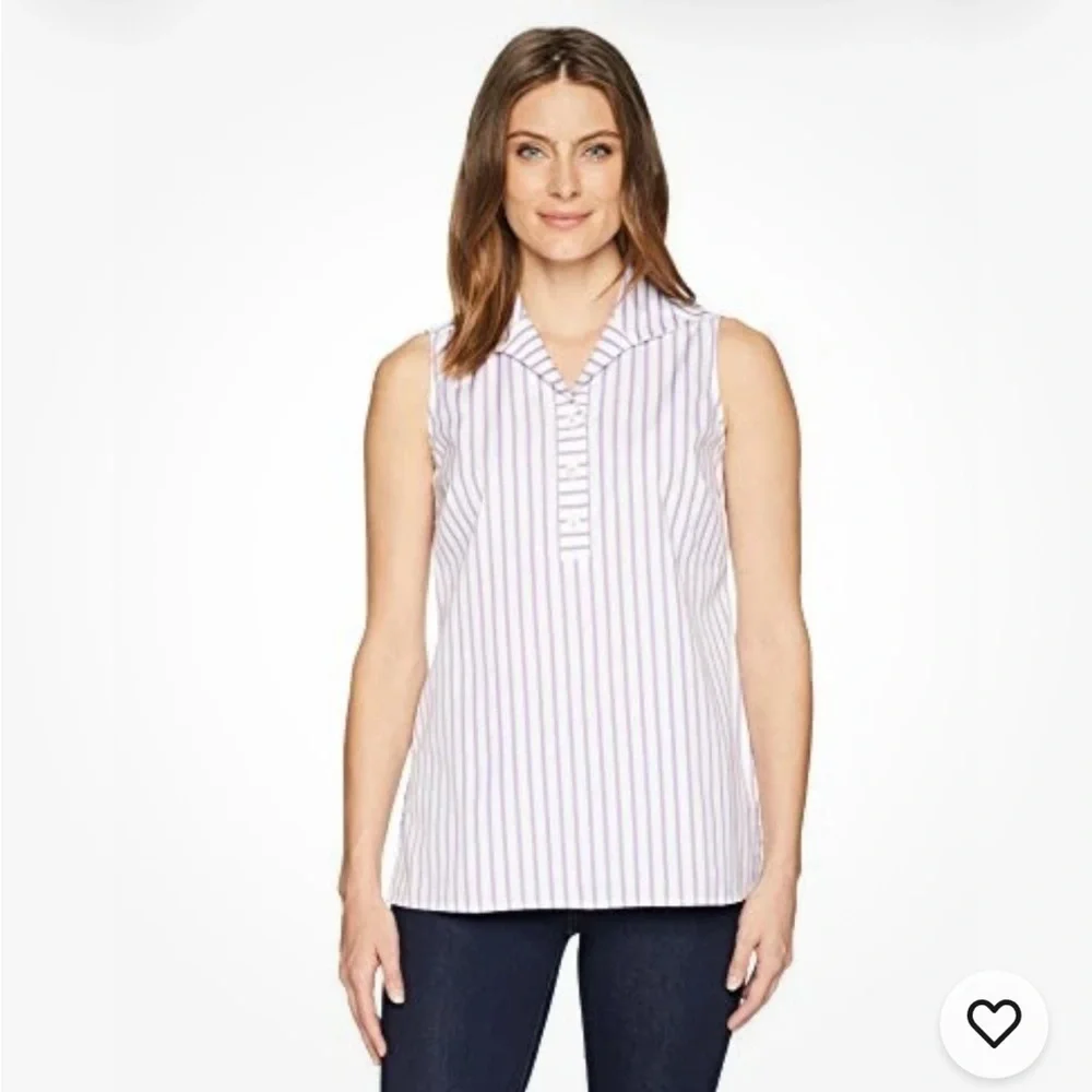 Foxcroft Heritage Back button Sleeveless Women's Top- worn twice- great shape